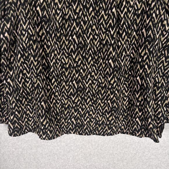 Maurices Blouse 2X Black Tan Chevron Flowy Satin Neutrals Boho Cottage Loud - Picture 3 of 13